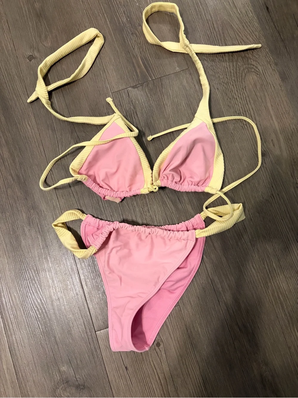 Women's Pink & Yellow Two-Piece Bikini Set